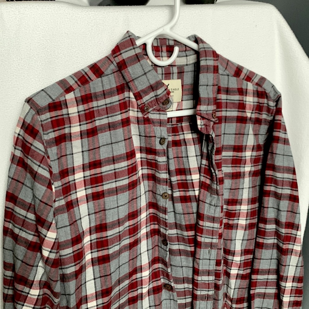 American Eagle Red and Gray Classic Flannel